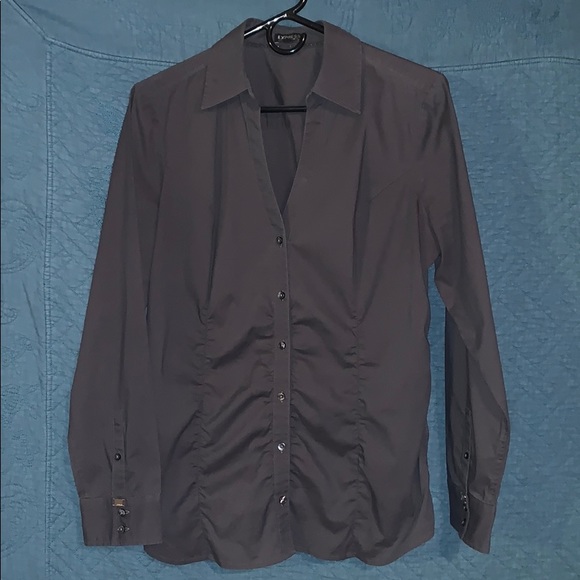 Express dark gray button down blouse - Picture 1 of 2